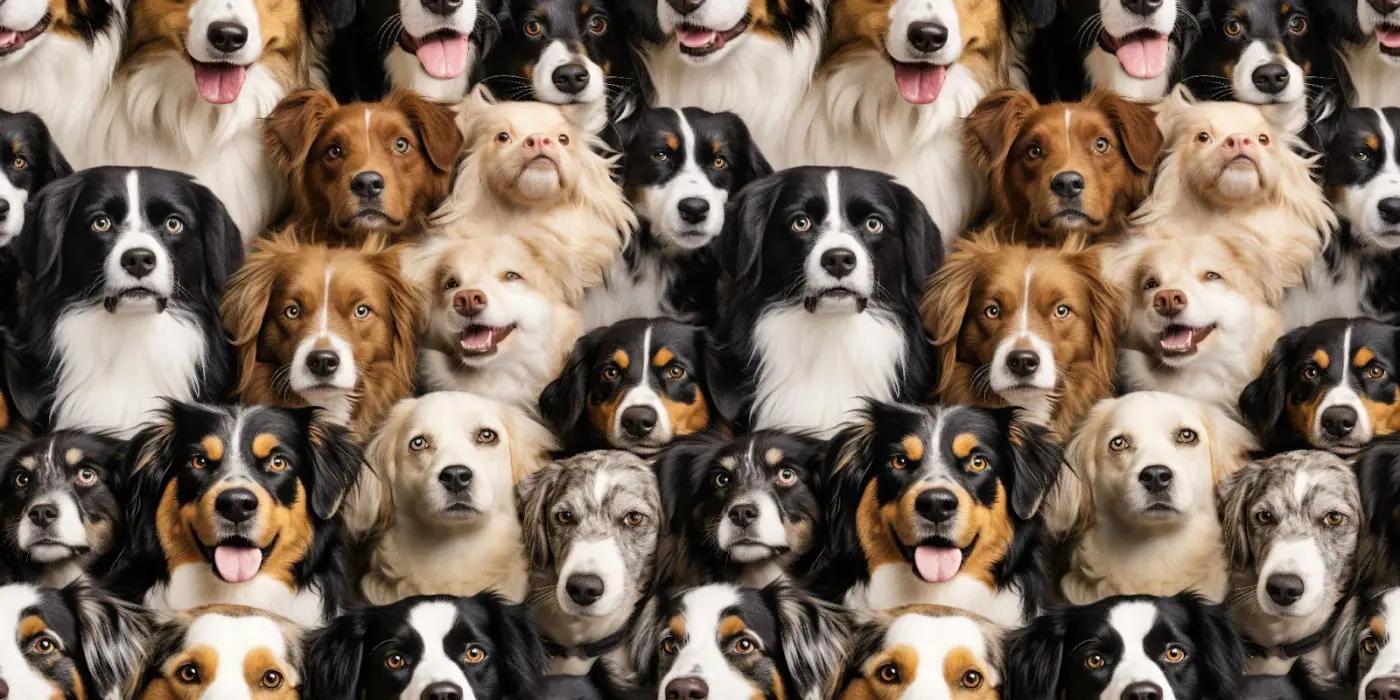 A lot of dogs throughout the photo